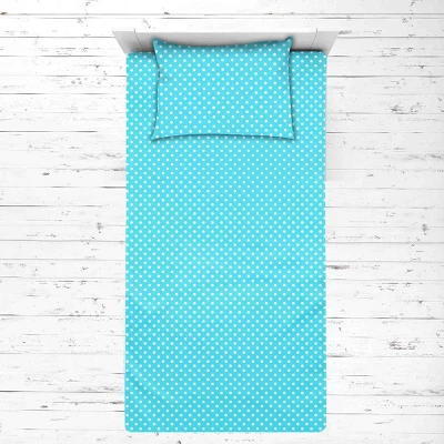 Bacati - Aqua Pin Dots 3 Pc Toddler Bed Sheet Set 4 Bacati - Aqua Pin Dots 3 Pc Toddler Bed Sheet Set - Image 2
