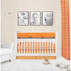 Bacati - Mix N Match Chevron/Dots Long Crib Rail Guard Cover Orange/Gray -Bacati GUEST 4306eae8 8cb3 4726 b5bc 9cfcb586cfd4