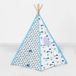Bacati - Woodlands Aqua/Navy/Gray Play Tent For Kids/Toddlers, 100% Cotton Percale Fabric Cover -Bacati GUEST 43a80184 63ee 434f a712 2a5501ea4b26