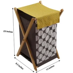 Bacati - Dots/Pin Stripes Gray/Yellow Laundry Hamper With Wooden Frame -Bacati GUEST 44be7280 bb5c 4ce8 8fb8 b1ef3bfa92d2