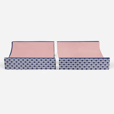 Bacati - Emma Solid Coral/Navy Quilted Changing Pad Cover 7 Bacati - Emma Solid Coral/Navy Quilted Changing Pad Cover - Image 5