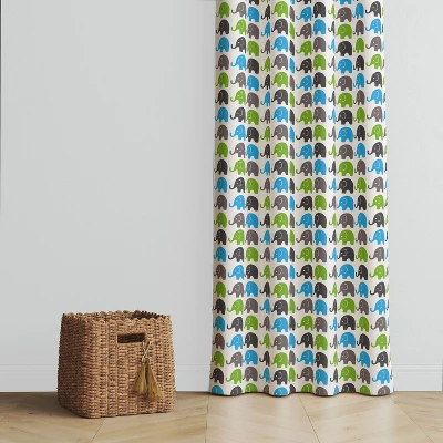 Bacati - Elephants Aqua/Lime/Grey Curtain Panel 4 Bacati - Elephants Aqua/Lime/Grey Curtain Panel - Image 2