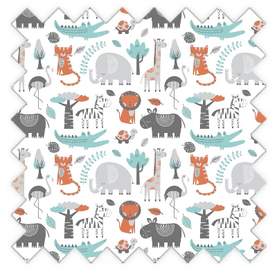 Bacati - Safari Animals Aqua Orange Gray 3 Pc Toddler Bed Sheet Set 7 Bacati - Safari Animals Aqua Orange Gray 3 Pc Toddler Bed Sheet Set - Image 5