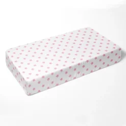 Bacati - Stars Pink Ikat Muslin 100 Percent Cotton Universal Baby US Standard Crib Or Toddler Bed Fitted Sheet