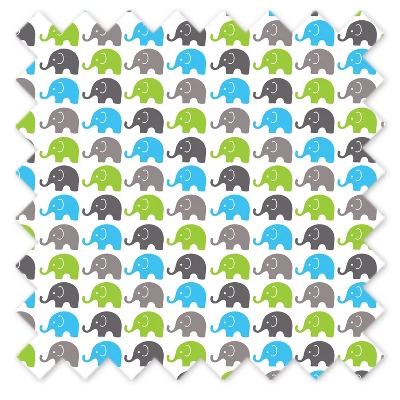 Bacati - Elephants Aqua/Lime/Grey Curtain Panel 5 Bacati - Elephants Aqua/Lime/Grey Curtain Panel - Image 3