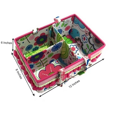 Bacati - Botanical Pink Storage Caddy 5 Bacati - Botanical Pink Storage Caddy - Image 3