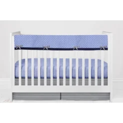 Bacati - Elephants Blue/Navy/Gray 6 Pc Crib Bedding Set With Long Rail Guard Cover -Bacati GUEST 54562f74 af06 4340 b727 d263d4a12b07