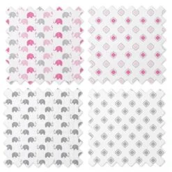 Bacati - Elephants Pink/Gray Muslin Swaddling Blankets Set Of 4 9 Bacati - Elephants Pink/Gray Muslin Swaddling Blankets Set Of 4 -Bacati GUEST 55dfe122 3387 4f91 9500 c7901b5ec443