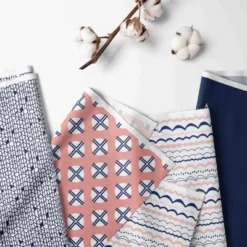 Bacati - Olivia Girls Coral Navy Play Tent For Kids/Toddlers, 100% Cotton Percale Fabric Cover