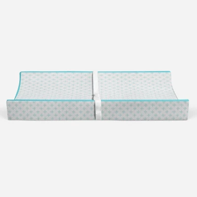 Bacati - Petals Quilted Muslin Changing Pad Cover Aqua 7 Bacati - Petals Quilted Muslin Changing Pad Cover Aqua - Image 5