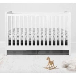 Bacati - Dots Stripes Black/White 6 Pc Crib Bedding Set With Long Rail Guard Cover -Bacati GUEST 5c52b0e0 ace0 422c afba 7792a65bb871 2