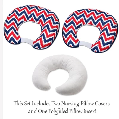 Bacati - 3 Pc Chevron/Dots Nany Red Hugster Feeding & Infant Support Nursing PillowMixNMatch Navy/Red Nursing Pillow 5 Bacati - 3 Pc Chevron/Dots Nany Red Hugster Feeding & Infant Support Nursing PillowMixNMatch Navy/Red Nursing Pillow - Image 3
