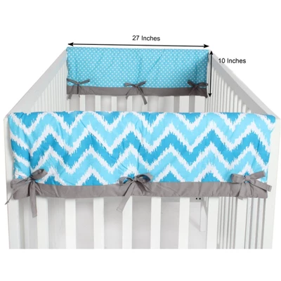 Bacati - Mix N Match Chevron/Dots Crib Rail Guard Set Of 2 Covers Turq/Gray 4 Bacati - Mix N Match Chevron/Dots Crib Rail Guard Set Of 2 Covers Turq/Gray - Image 2