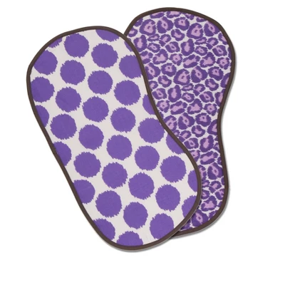 Bacati - Ikat Lilac/Gray Dots/Leopard Muslin 4 Pc Set Of Bibs & Burp Cloths Set 4 Bacati - Ikat Lilac/Gray Dots/Leopard Muslin 4 Pc Set Of Bibs & Burp Cloths Set - Image 2