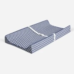 Bacati - Navy Triangles Quilted Muslin Changing Pad Cover