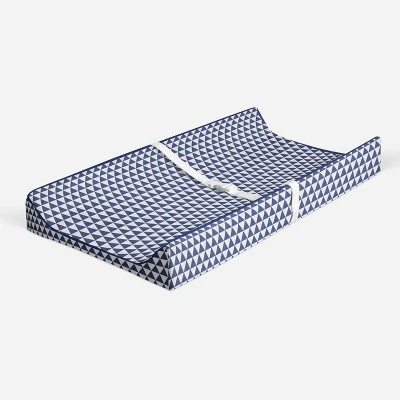 Bacati - Navy Triangles Quilted Muslin Changing Pad Cover 3 Bacati - Navy Triangles Quilted Muslin Changing Pad Cover