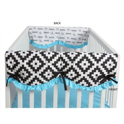Bacati - Love Black/Turquoise Set Of 2 Small Side Crib Rail Guard Covers 4 Bacati - Love Black/Turquoise Set Of 2 Small Side Crib Rail Guard Covers - Image 2