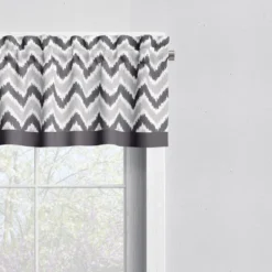 Bacati - Ikat Chevron Zigzag Gray Window Valance