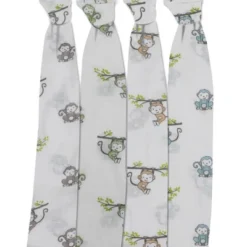 Bacati - Happy Monkeys Blue/Green/Gray Boys Muslin Swaddling Blankets Set Of 4 7 Bacati - Happy Monkeys Blue/Green/Gray Boys Muslin Swaddling Blankets Set Of 4 -Bacati GUEST 61f78a43 95e4 471f 9194 9a3b52d24a92