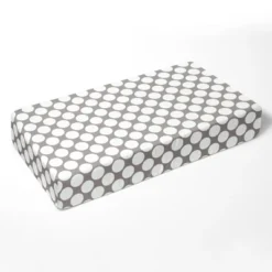 Bacati - Gray Large Dots 100 Percent Cotton Universal Baby US Standard Crib Or Toddler Bed Fitted Sheet