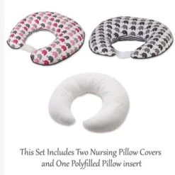 Bacati - 3 Pc Elephants Pink/Gray Hugster Feeding & Infant Support Nursing Pillow With 2 Removable Zippered Covers -Bacati GUEST 634df4bc 682b 4782 9c66 57d89be5fede