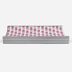 Bacati - Elephants Pink/Fuschia/Gray Mini Elephants Quilted Top Changing Pad Cover -Bacati GUEST 63df1099 e00c 4073 9527 c427b1f22c2c