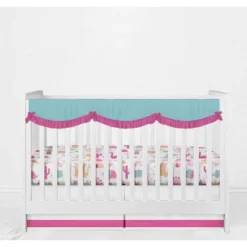 Bacati - Little Dino Girls Fuchsia/Aqua Muslin 5 Pc Crib Bedding Set With Long Crib Rail Guard Cover 14 Bacati - Little Dino Girls Fuchsia/Aqua Muslin 5 Pc Crib Bedding Set With Long Crib Rail Guard Cover -Bacati GUEST 6682268a 3bba 4346 806a b013af4d64b7