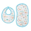 Bacati - Jungle Safari Aqua/Orange Muslin 4 Pc Bibs/Burpies
