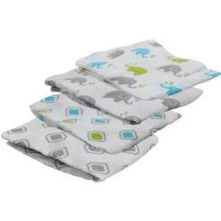 Bacati - Elephants Aqua/Lime/Gray Muslin Swaddling Blankets Set Of 4 8 Bacati - Elephants Aqua/Lime/Gray Muslin Swaddling Blankets Set Of 4 -Bacati GUEST 6757f356 8969 484a ba32 9540b0c2b777