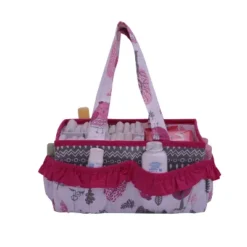 Bacati - Owls Pink/Gray Girls Cotton Nursery Storage Caddy