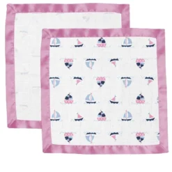 Bacati - Little Sailor Girls Boats/Whales Muslin 2 Pc Security Blankets -Bacati GUEST 68872668 f5a6 42b6 b5d4 622f6121d668