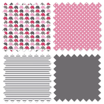 Bacati - Elephants Crib Rail Guard Covers Pink/Gray Set Of 2 Small Side 6 Bacati - Elephants Crib Rail Guard Covers Pink/Gray Set Of 2 Small Side - Image 4