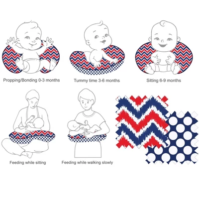 Bacati - 3 Pc Chevron/Dots Nany Red Hugster Feeding & Infant Support Nursing PillowMixNMatch Navy/Red Nursing Pillow 6 Bacati - 3 Pc Chevron/Dots Nany Red Hugster Feeding & Infant Support Nursing PillowMixNMatch Navy/Red Nursing Pillow - Image 4