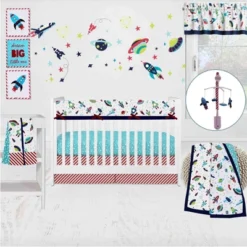Bacati - Space Multicolor Boys Cotton Long Crib Rail Guard Cover -Bacati GUEST 6cbe0554 633a 4c3d 8965 314db4278bbe