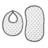 Bacati - Love/Hearts Muslin 4 Pc Set Of Bibs & Burp Cloths Set, Gray
