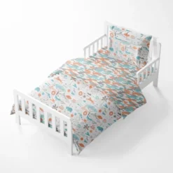 Bacati - Jungle Safari Boys Aqua/Orage Muslin 5 Pc Toddler Bedding Set With Dec Pillow -Bacati GUEST 6d921814 70f0 494e 8412 19ff025879ae