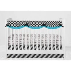 Bacati - Love Aztec Print Black Turquoise 10 Pc Crib Bedding Set With Long Rail Guard Cover -Bacati GUEST 6f048676 2ce6 4bba b2b0 a8b809971af1 1