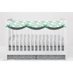 Bacati - Clouds In The City Mint/Gray 6 Pc Crib Bedding Set With Long Rail Guard Cover -Bacati GUEST 6f6b1976 9cdc 4b8d b7bd ac8b9cae0d40 1
