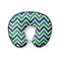 Bacati 38 Bacati - 3 Pc Chevron/Dots Navy Green Hugster Feeding & Infant Support Nursing Pillow With 2 Removable Zippered Covers