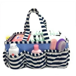 Bacati - Pin Stripes Navy Storage Caddy -Bacati GUEST 6fcec134 a62f 43cd b094 5f2c2a8a1e0c