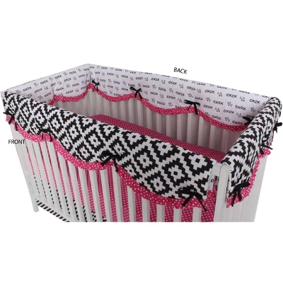 Bacati - Love Black/Fuschia Set Of 2 Small Side Crib Rail Guard Covers 7 Bacati - Love Black/Fuschia Set Of 2 Small Side Crib Rail Guard Covers - Image 5