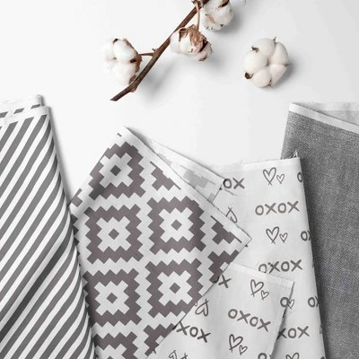 Bacati - Love Gray/Silver 4 Pc Crib Bedding Set With Diaper Caddy 3 Bacati - Love Gray/Silver 4 Pc Crib Bedding Set With Diaper Caddy