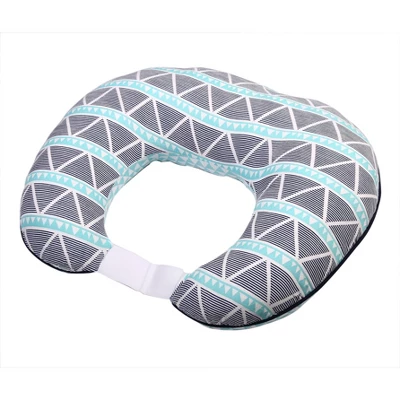 Bacati - 3 Pc Liam Aztec Aqua/Navy Large Triangles Muslin Hugster Feeding & Infant Support Nursing Pillow With 2 Removable Zippered Covers 9 Bacati - 3 Pc Liam Aztec Aqua/Navy Large Triangles Muslin Hugster Feeding & Infant Support Nursing Pillow With 2 Removable Zippered Covers - Image 7