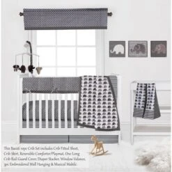 Bacati - Elephants White/Gray 10 Pc Crib Bedding Set With Long Rail Guard Cover -Bacati GUEST 7386a371 58d4 4b62 80b3 26f270ebccbb