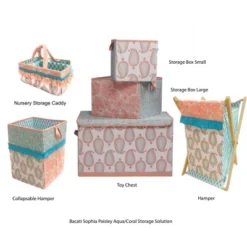 Bacati - Paisley Aqua/Coral Storage Caddy -Bacati GUEST 73d66c2e 8bf1 495c 9b4a 79ad72b4a6a2
