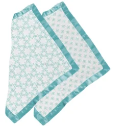 Bacati - Petals/Floral Muslin 2 Pack Security Blankets Aqua