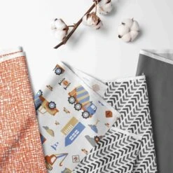 Bacati - Construction Multicolor Boys Cotton Crib Rail Guard Covers Set Of 2