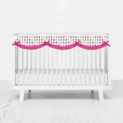 Bacati - Botanical Pink Long Crib Rail Guard Cover