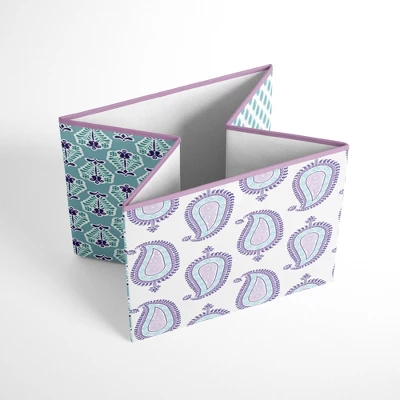 Bacati - Isabella Paisley Aqua/Lilac/Purple Fabric Storage Box/Tote Large 4 Bacati - Isabella Paisley Aqua/Lilac/Purple Fabric Storage Box/Tote Large - Image 2