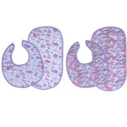 Bacati - Jungle Safari Lilac/Coral Muslin 4 Pc Bibs/Burpies -Bacati GUEST 767e17ff 85ab 45ae 9499 cdc609cff8f9